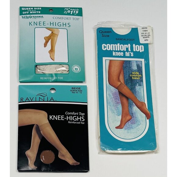 VTG Lot 12 Queen Size KNEE-HIGHS Hosiery Pantyhose Various Colors Brands NIP NEW - Picture 3 of 6